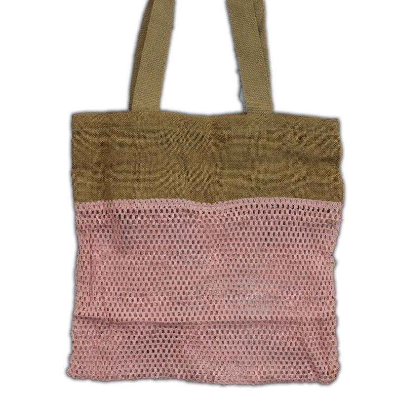 Netzbeutel aus Jute und Baumwolle - rosa