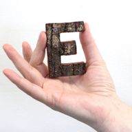 Rustic Bark Letter   - "E" (12) - Small 7cm