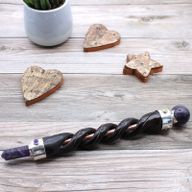 Gedrehter Heilstab mit Kupferrohr - Amethyst