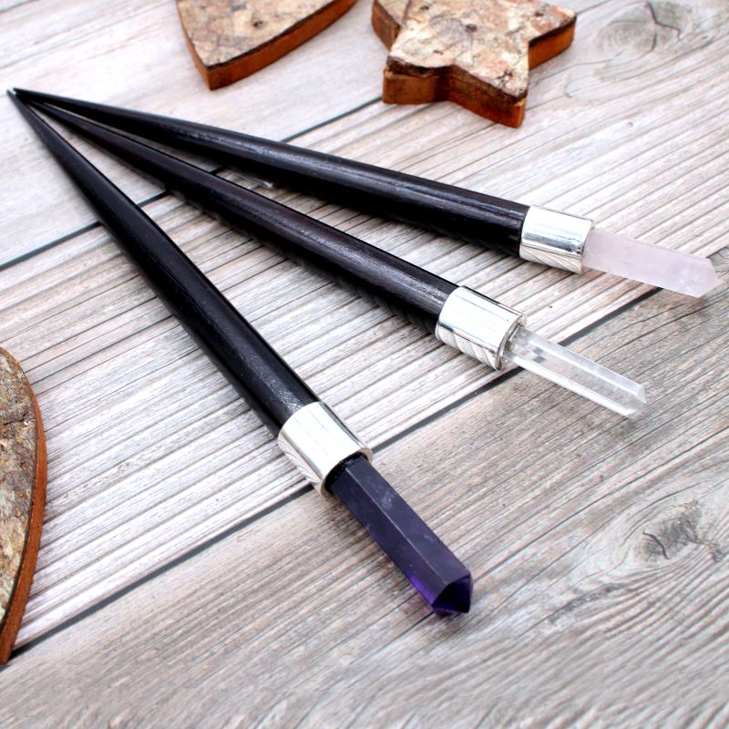Heilstab - Rosenquarz, Steinquarz, Amethyst
