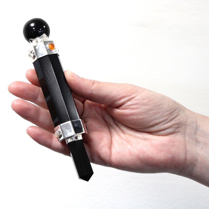 Heilstab - 12cm - schwarzer Achat