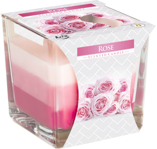Regenbogenkerze in Glas - Rose