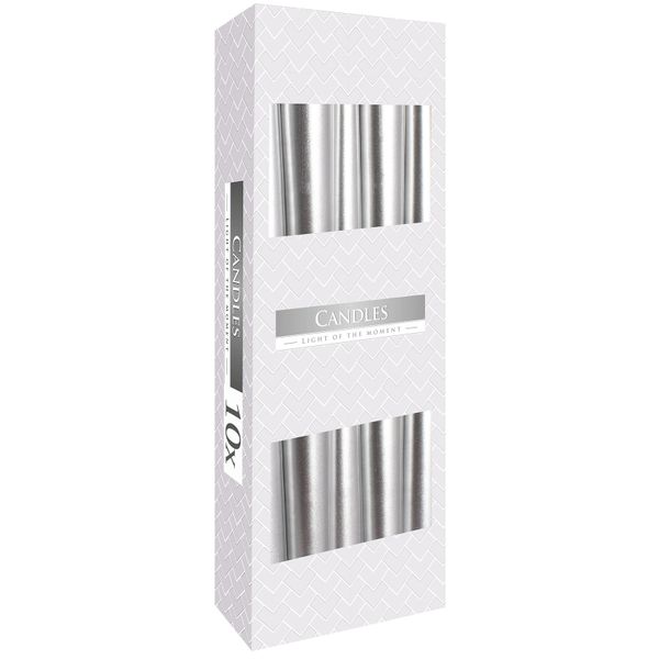 Leuchterkerzen - Silber Metalic