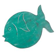 Pflanzenständer aus Albesia  Holz -Türkis-Fisch