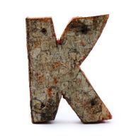 Rustic Bark Letter   - "K" (12) - Small 7cm