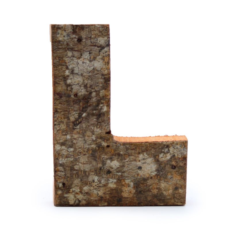 Rustic Bark Letter   - "L" (12) - Small 7cm