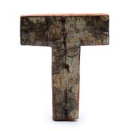 Rustic Bark Letter   - "T" (12) - Small 7cm