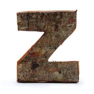 Rustic Bark Letter   - "Z" (12) - Small 7cm