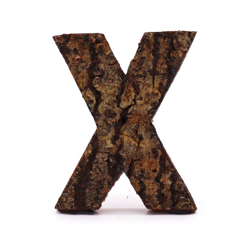 Rustic Bark Letter   - "X" (12) - Small 7cm