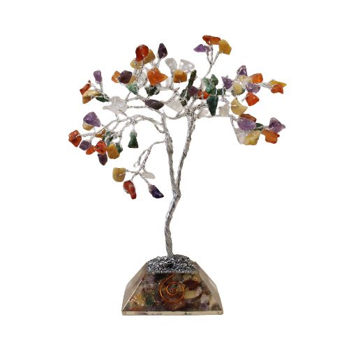 Edelsteinbaum mit Orgonitbasis – 80 Steine ​​– Mehrfarbig