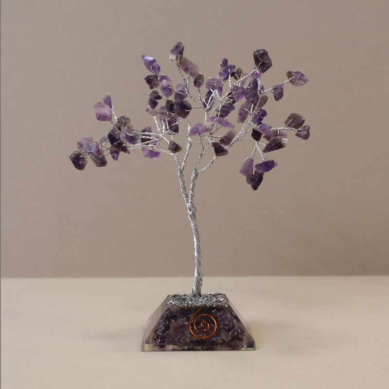 Edelsteinbaum mit Orgonitbasis – 80 Steine ​​– Amethyst