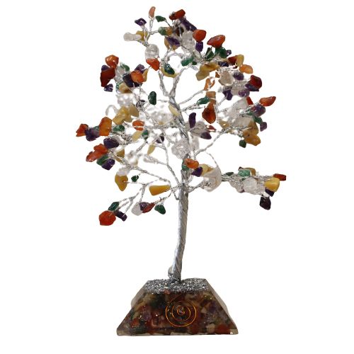 Edelsteinbaum mit Orgonitbasis – 160 Steine ​​– Mehrfarbig