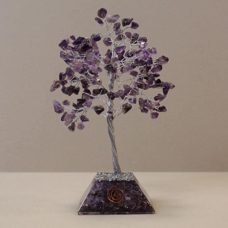 Edelsteinbaum mit Orgonitbasis – 160 Steine ​​– Amethyst