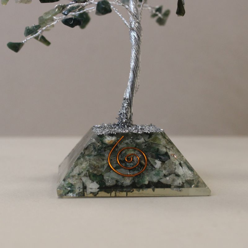 Edelsteinbaum mit Orgonitbasis – 160 Steine ​​– Moosachat