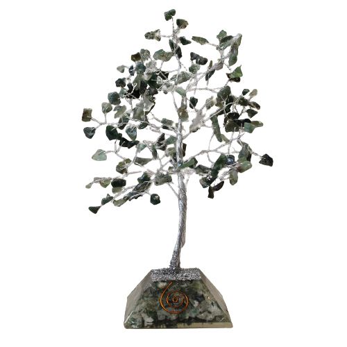 Edelsteinbaum mit Orgonitbasis – 160 Steine ​​– Moosachat
