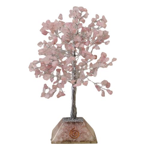 Edelsteinbaum mit Orgonit-Basis - 320 Steine - Rosenquarz