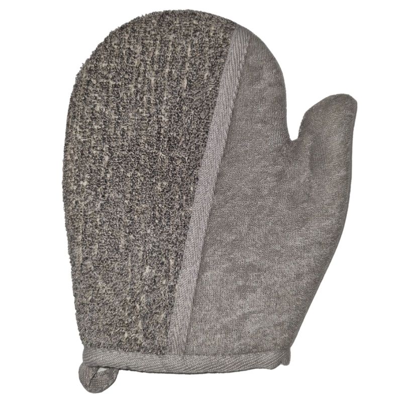 Badehandschuh aus Bambus & Leinen - grau