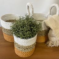 Korbset aus Seegras - Orange / Natur / Weiß
