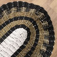 Ovales Seegras Schwarz, Weiß und Hellbraun – Klassisch – 60 x 120 cm