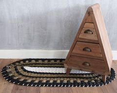 Ovales Seegras Schwarz, Weiß und Hellbraun – Klassisch – 60 x 120 cm