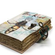 Notizbuch "Bienenkind" aus Leder mit Büttenrand (18x13 cm)