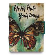 Leder-Notizbuch "Never Hide Your Wings" mit Büttenrand (18x13 cm)