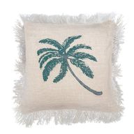 Leinenkissen 45x45cm Palme mit Fransen