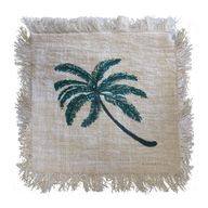 Leinenkissen 60x60cm Palme mit Fransen