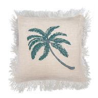 Leinenkissen 60x60cm Palme mit Fransen
