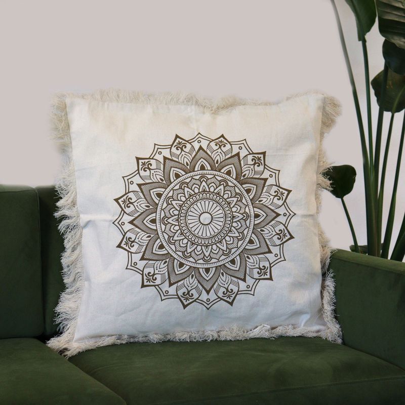Lotus-Mandala-Kissen- 60x60cm - Bronze