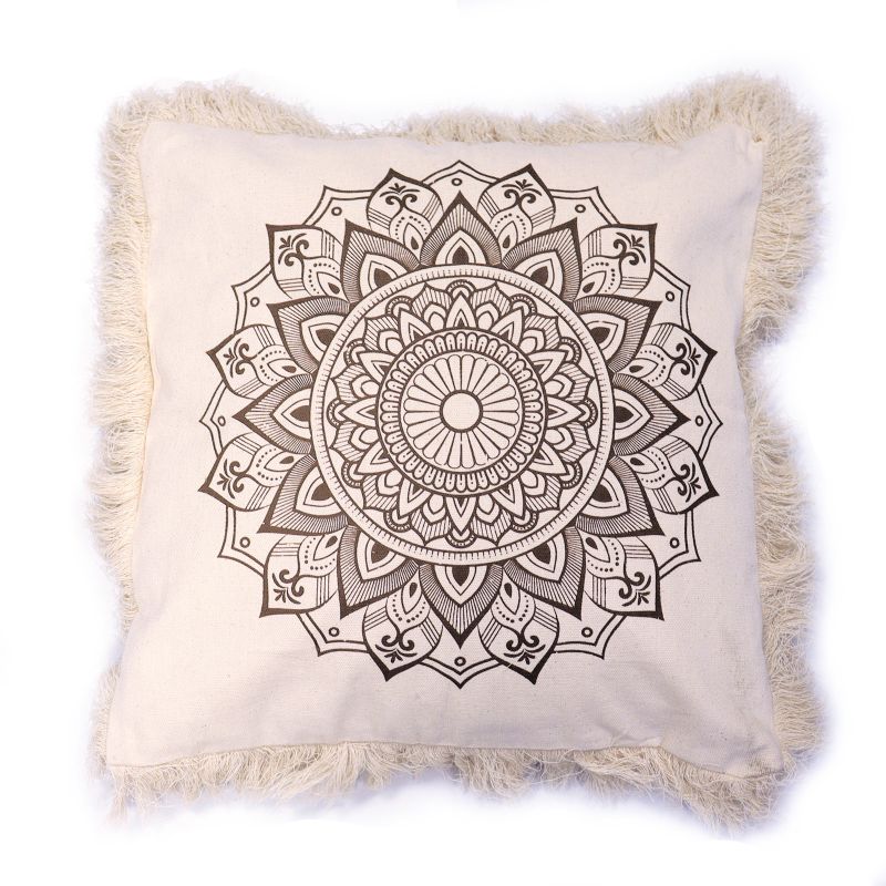 Lotus-Mandala-Kissen- 60x60cm - Bronze