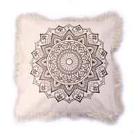 Lotus-Mandala-Kissen- 60x60cm - Bronze