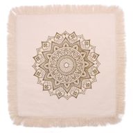 Lotus-Mandala-Kissen- 60x60cm - Bronze