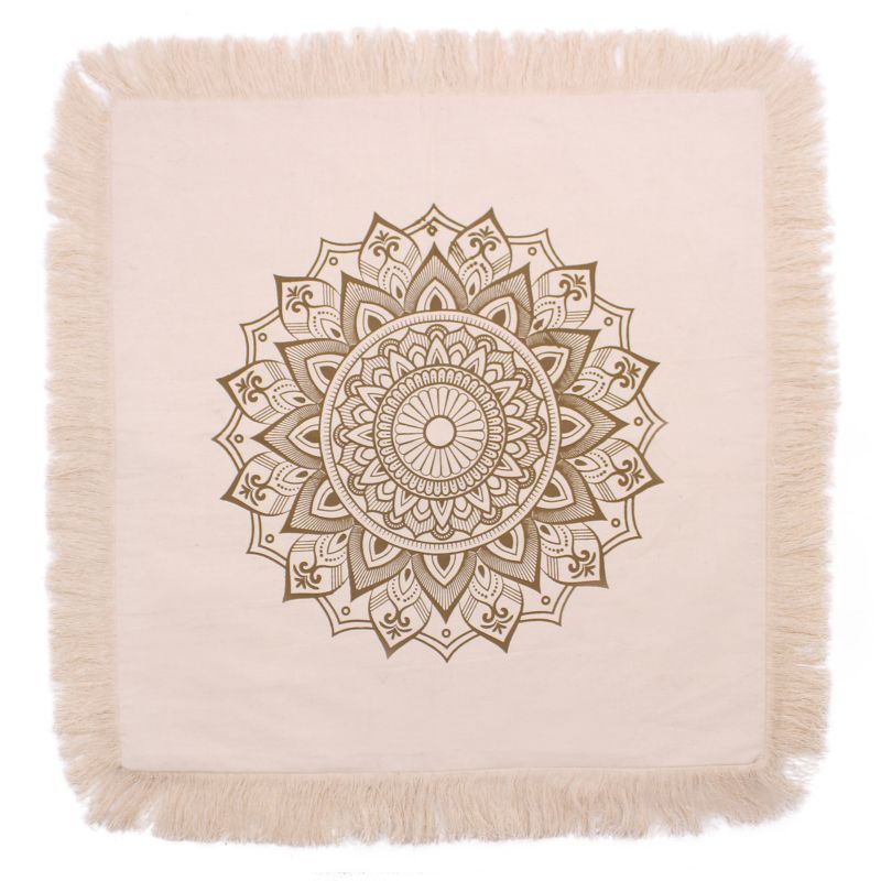 Lotus-Mandala-Kissen- 60x60cm - Bronze