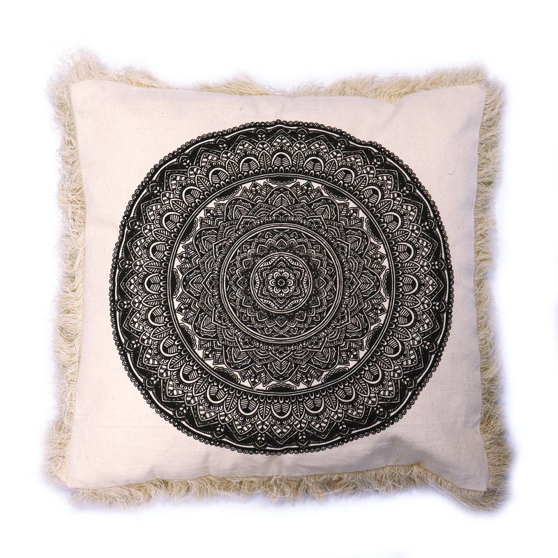 Traditionelles Mandala-Kissen - 45x45cm - Schwarz