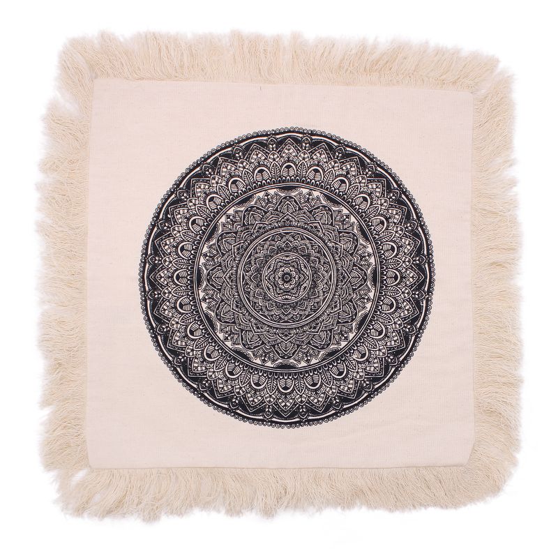 Traditionelles Mandala-Kissen - 45x45cm - Schwarz