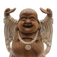 Happy Buddha Hände hoch - Whitewash 40cm