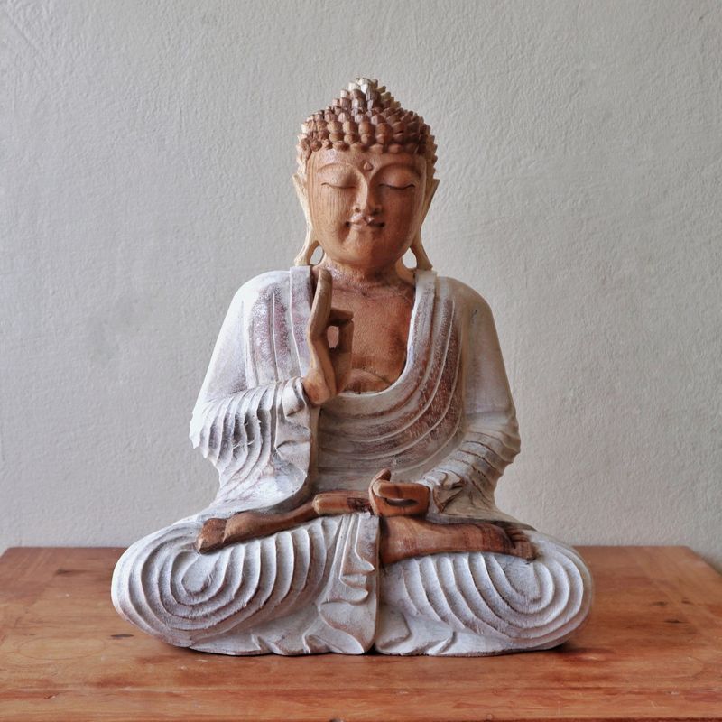 Buddha-Statue Whitewash – 40 cm Lehre Übertragung