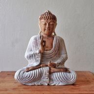 Buddha-Statue Whitewash – 40 cm Lehre Übertragung