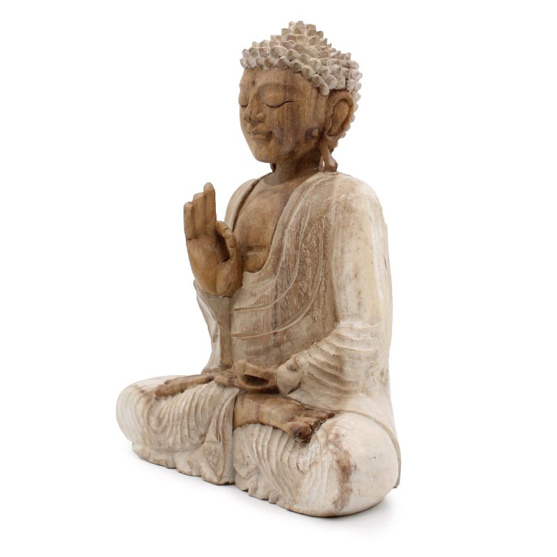 Buddha-Statue Whitewash – 30 cm Lehrübertragung
