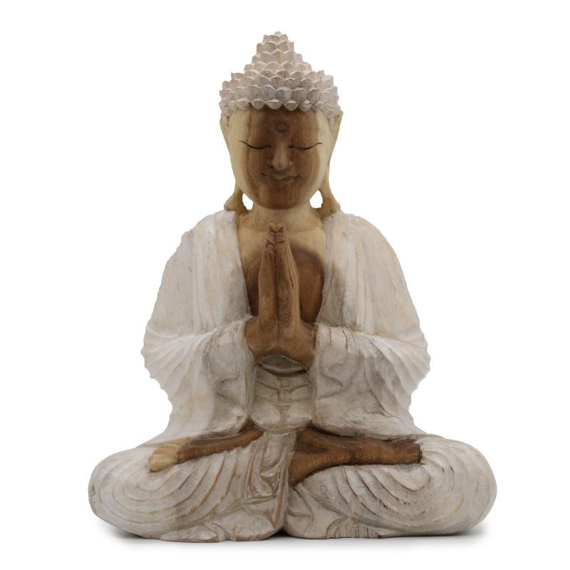 Buddha Statue Whitewash - 30cm Willkommen