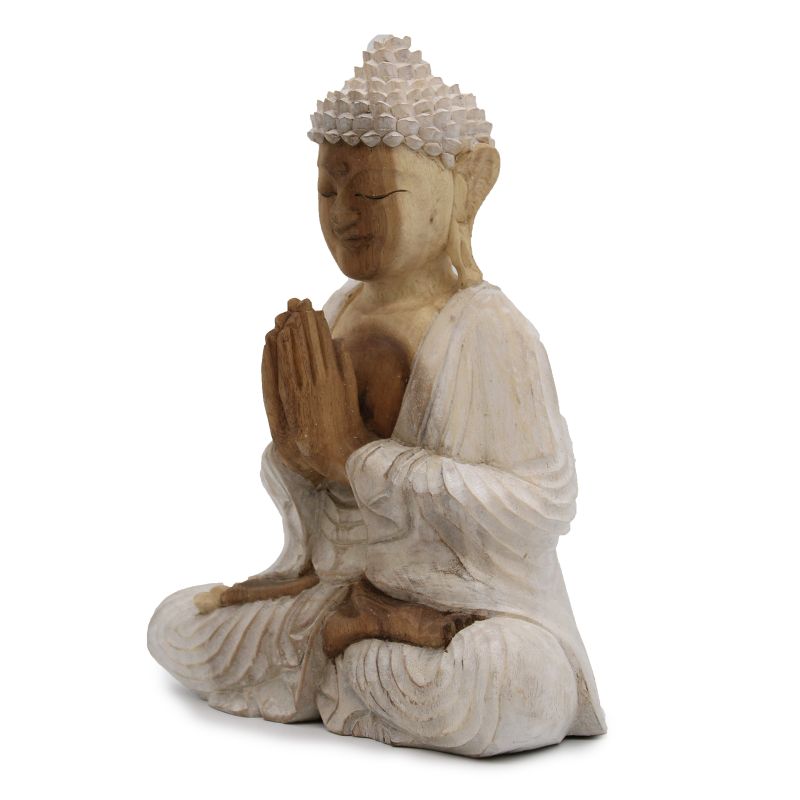 Buddha Statue Whitewash - 30cm Willkommen