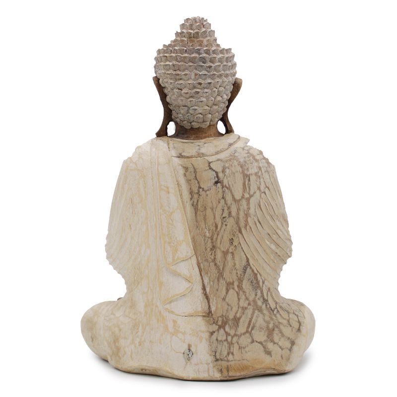 Buddha Statue Whitewash - 40cm Willkommen