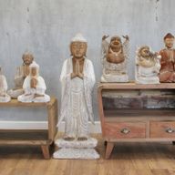 Buddha-Statue stehend – Whitewash – 1 m Willkommen