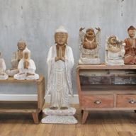 Buddha-Statue stehend – Whitewash – 1 m Willkommen