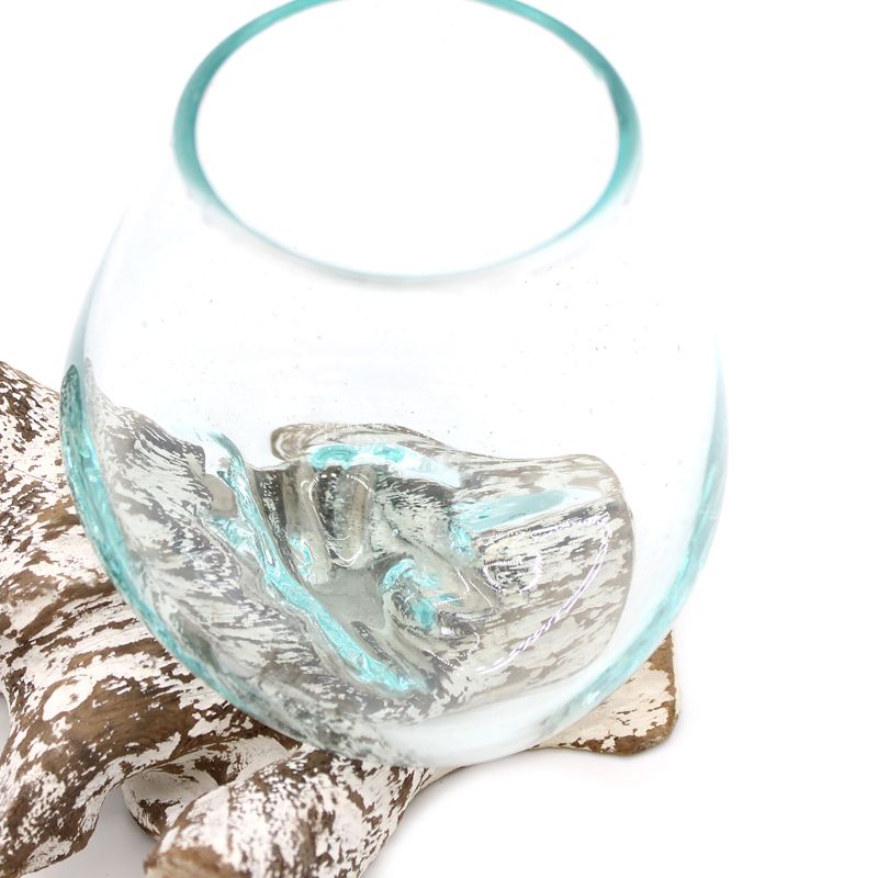 Geschmolzenes Glas auf gebleichtem Holz - Kleine Schale