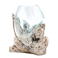Geschmolzenes Glas auf gebleichtem Holz – mittlere Schale
