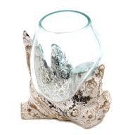 Geschmolzenes Glas auf gebleichtem Holz – mittlere Schale