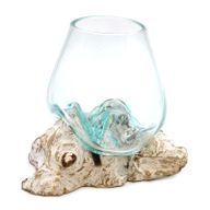Geschmolzenes Glas auf gebleichtem Holz - Große Schale