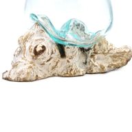 Geschmolzenes Glas auf gebleichtem Holz - Große Schale
